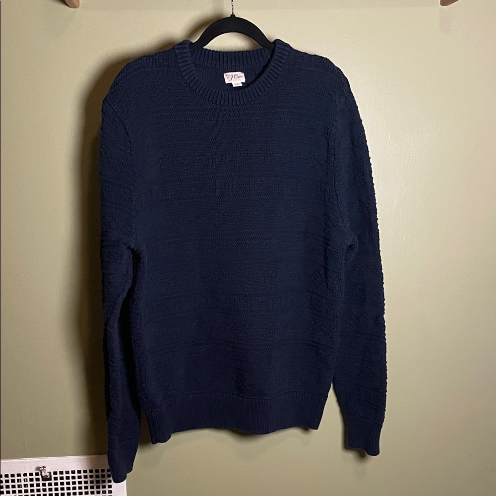 Men's Textured Navy Sweater